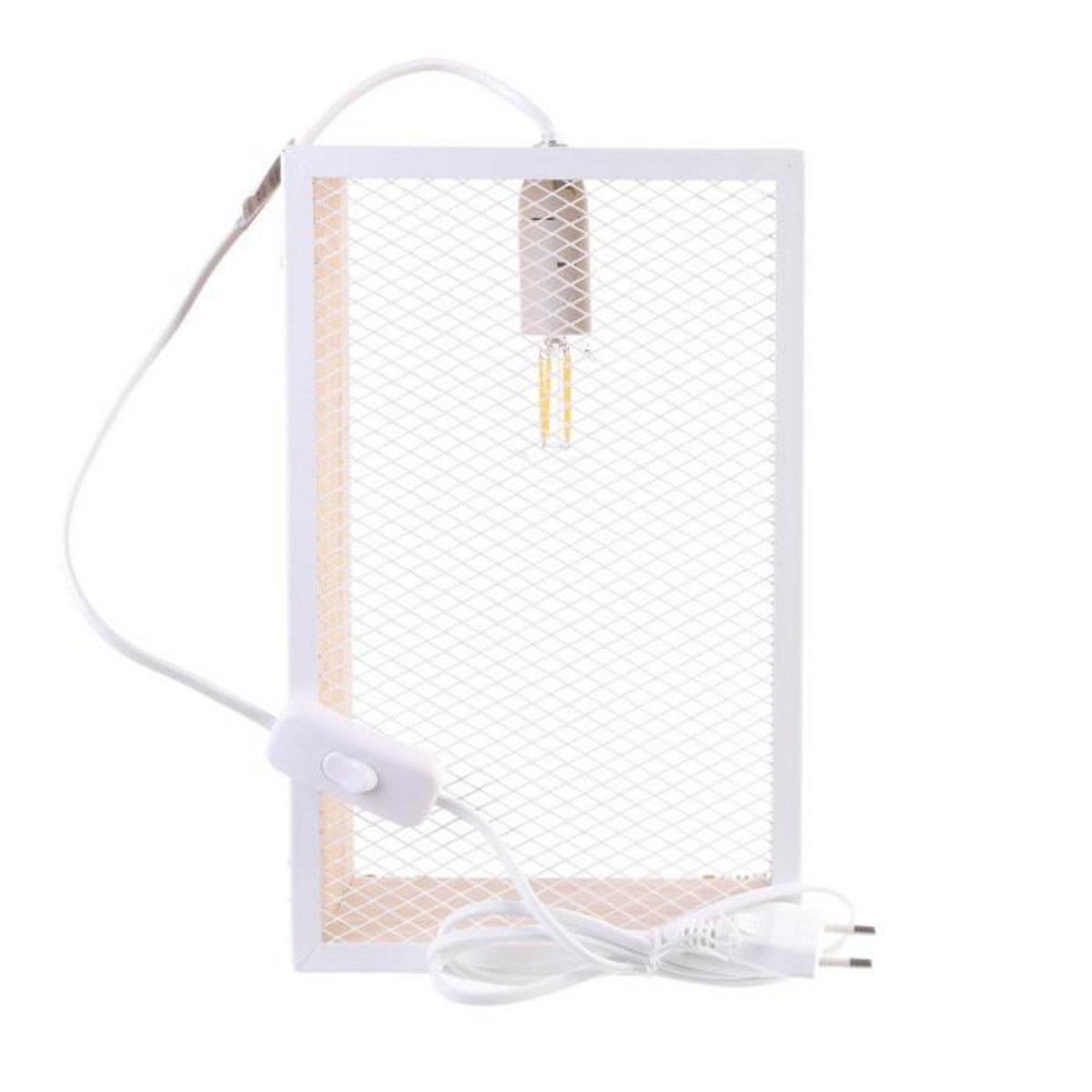 Paris Prix Lampe à Poser Bois & Métal  Cadre  29cm Blanc & Naturel