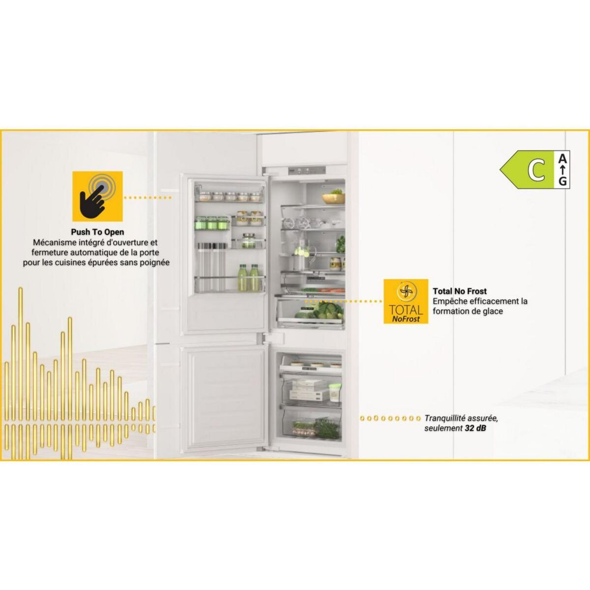 Whirlpool Réfrigérateur combiné encastrable WHC18T574P Supreme Silence