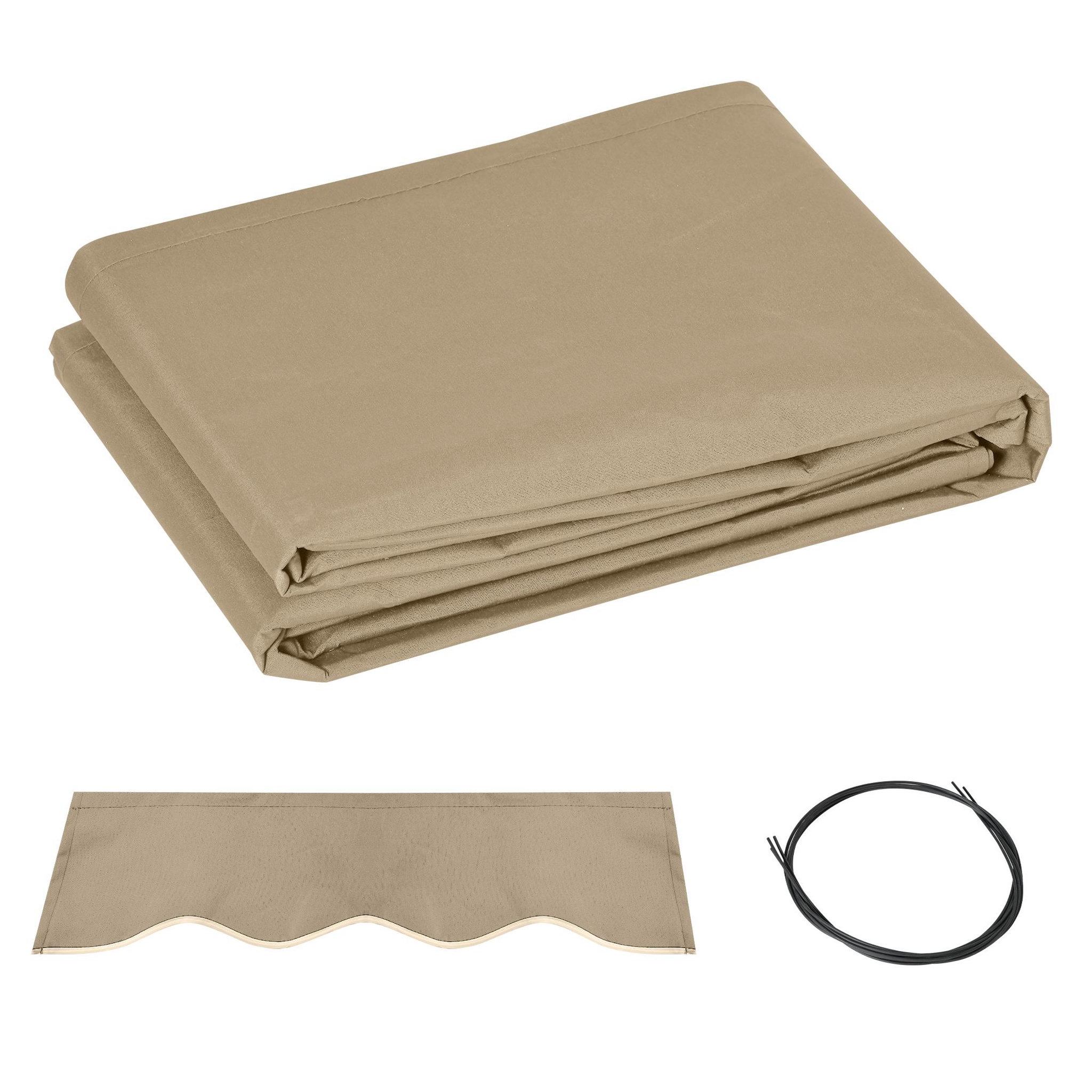 Voir la diapositive 5 : OUTSUNNY Toile de rechange store banne - lambrequin vagues douces - polyester haute densité 280 g/m² anti-UV dim. 3,82L x 2,4l (avancée) m café latte