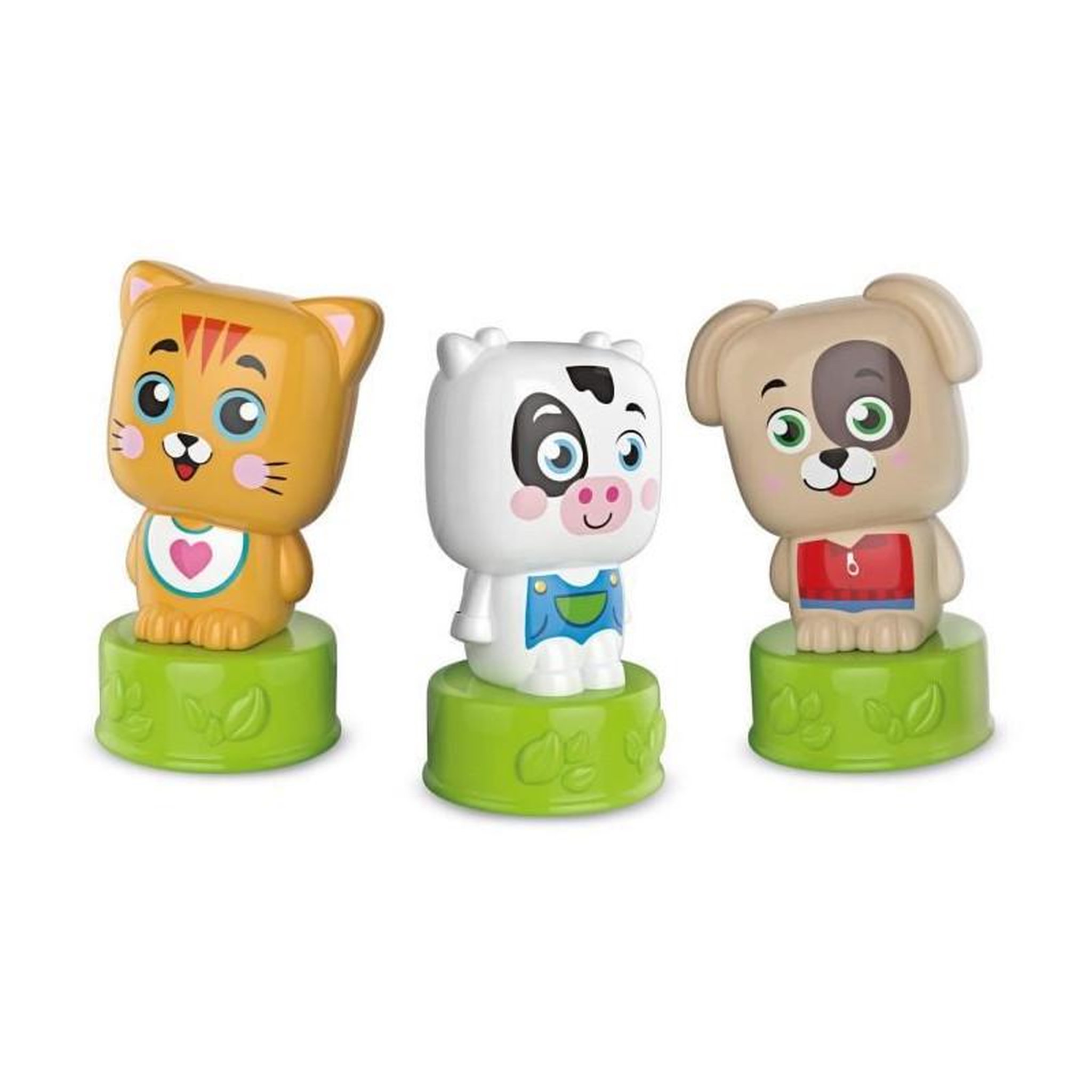 Voir la diapositive 2 : NEW BORN BABY Clementoni - Cubes & Animaux Soft Clemmy - 6 cubes + 3 personnages + Livre