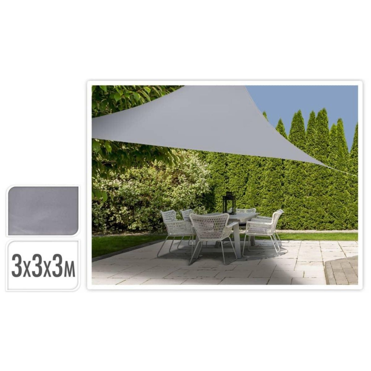 ProGarden ProGarden Toile d'ombrage 3x3x3 m Gris Triangle