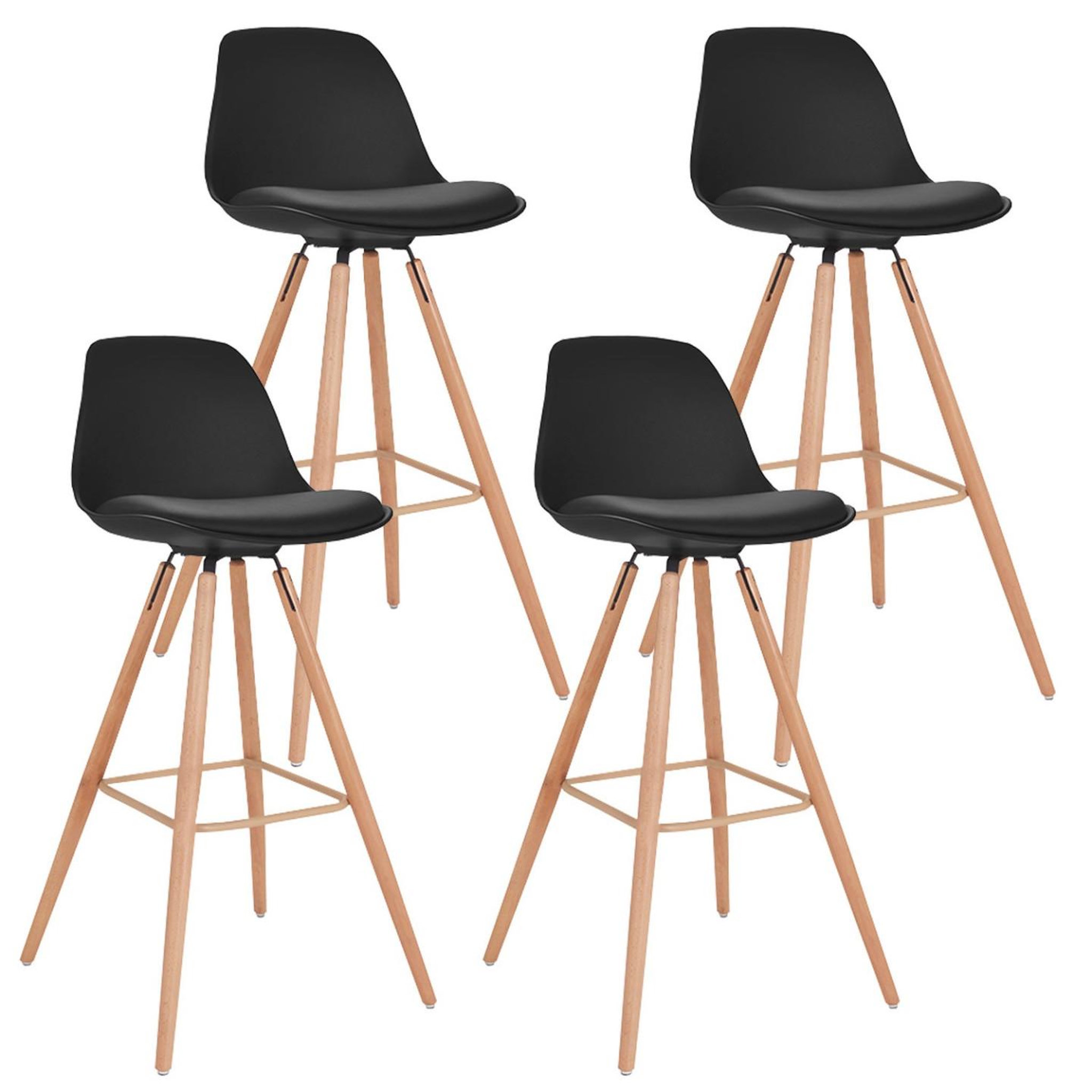 ID MARKET Lot de 4 tabourets de bar sara noir