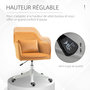 Voir la diapositive 5 : HOMCOM Chaise de bureau velours fauteuil bureau massant coussin lombaire intégré hauteur réglable pivotante 360° jaune