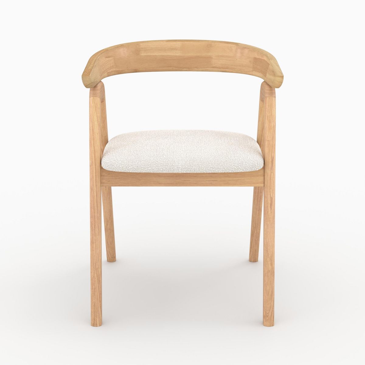 Rendez vous déco Chaise en bois d'hévéa foncé et tissu bouclé crème - Hawa