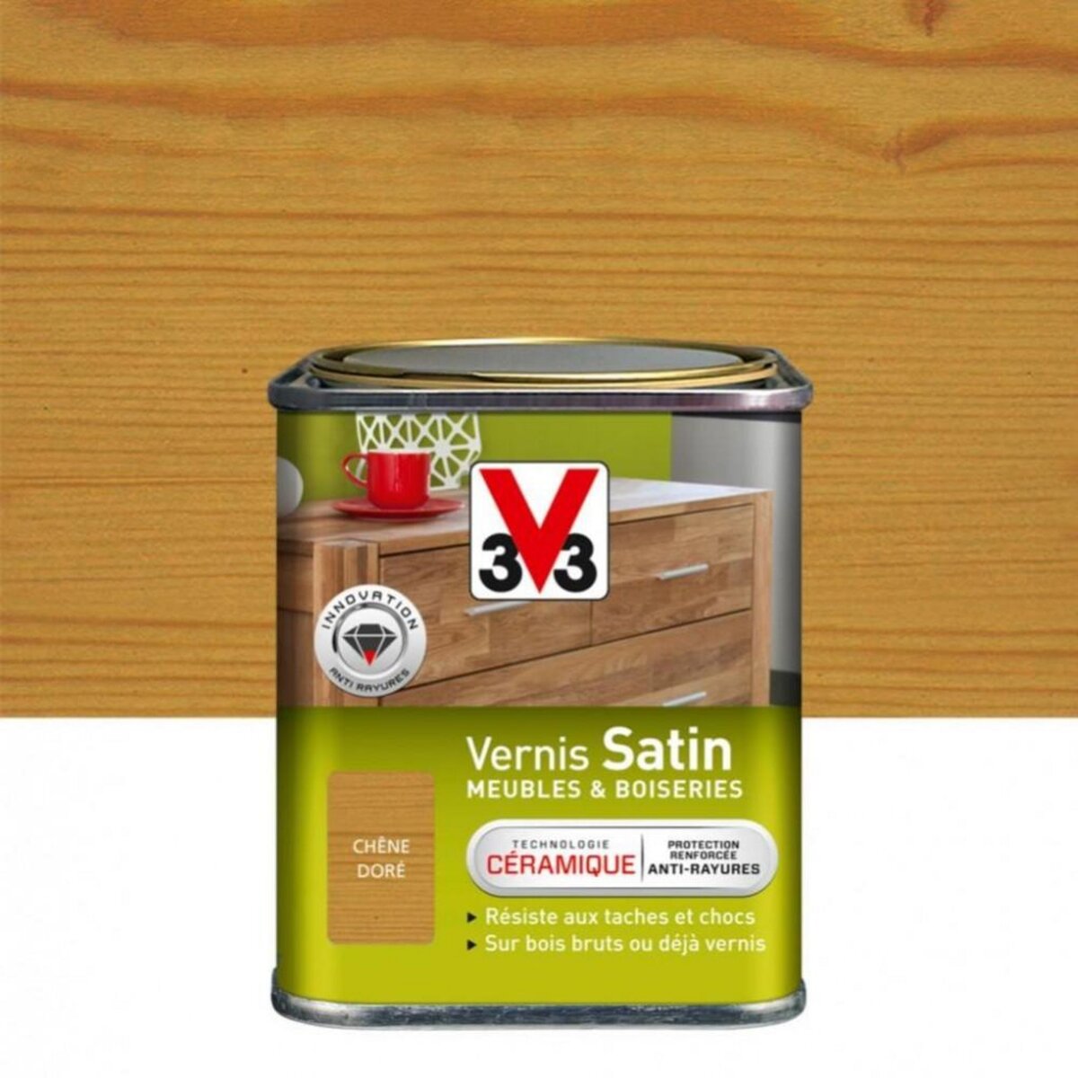 CENTRALE BRICO Vernis meuble et objet V33, chêne doré satiné, 0.25l