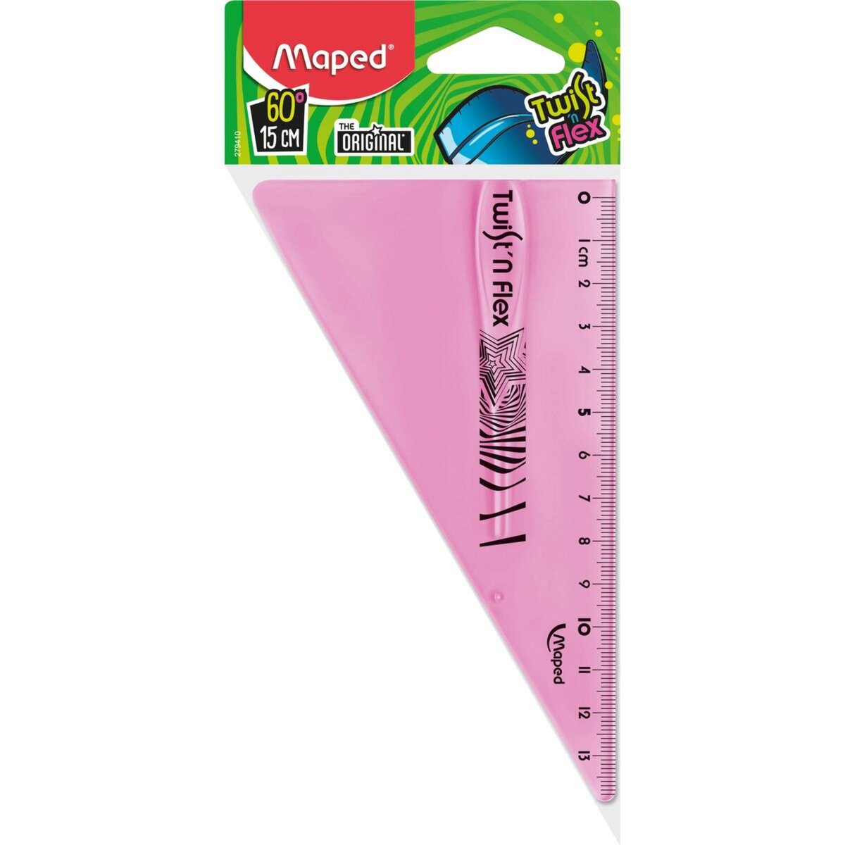 MAPED Equerre en plastique Twist'n'Flex 60° 15cm rose pas cher 