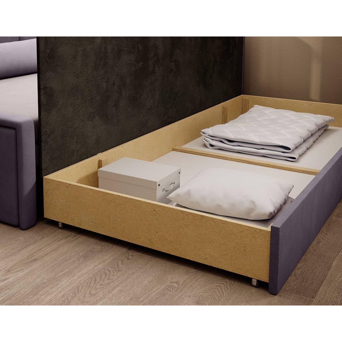 BEST MOBILIER James - canapé 3 places droit convertible avec coffre en velours
