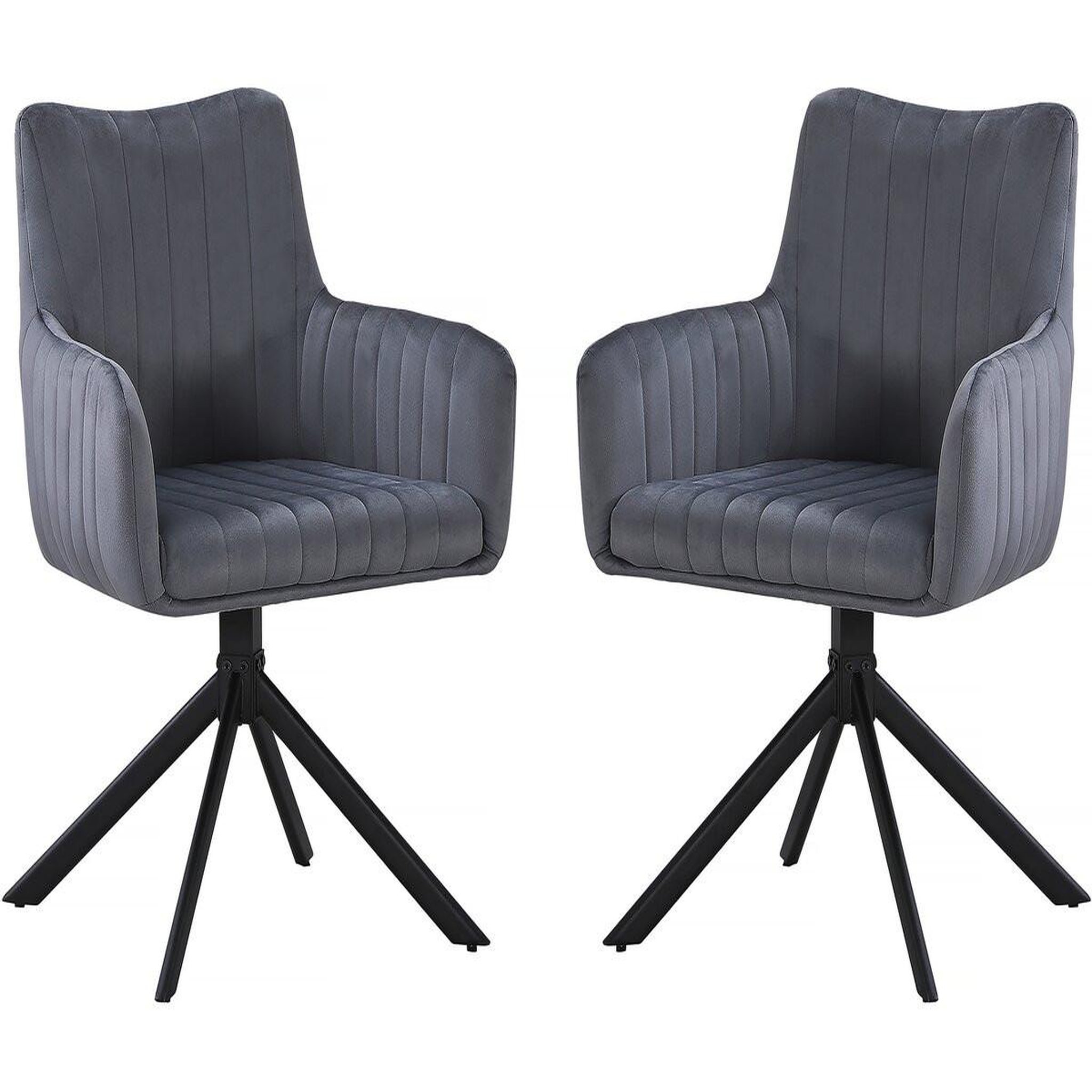 Habitat et Jardin Lot de 2 chaises en tissu  pharell  - 60 x 61 x 91 cm - gris