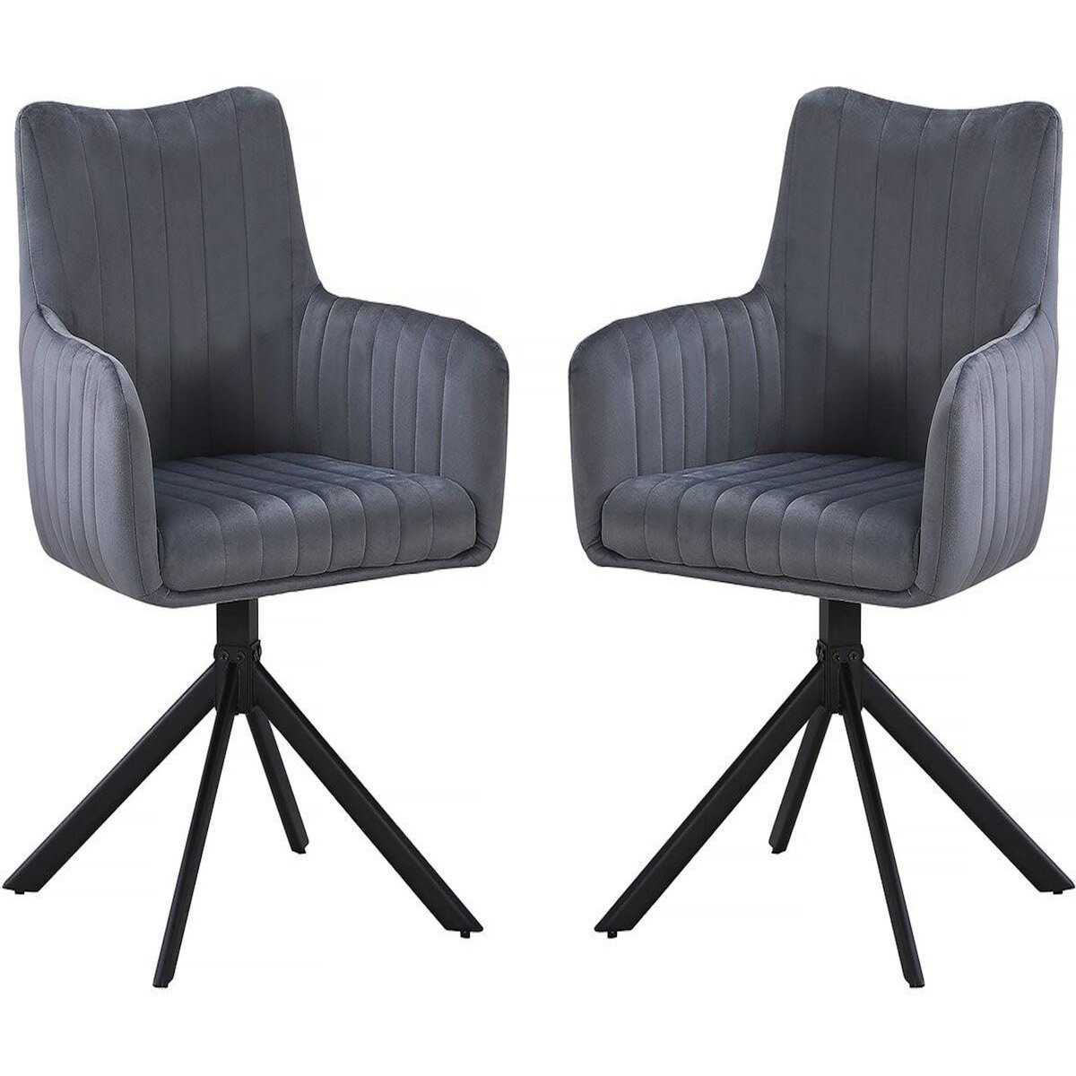 Habitat et Jardin Lot de 2 chaises en tissu  Pharell  - 60 x 61 x 91 cm - Gris