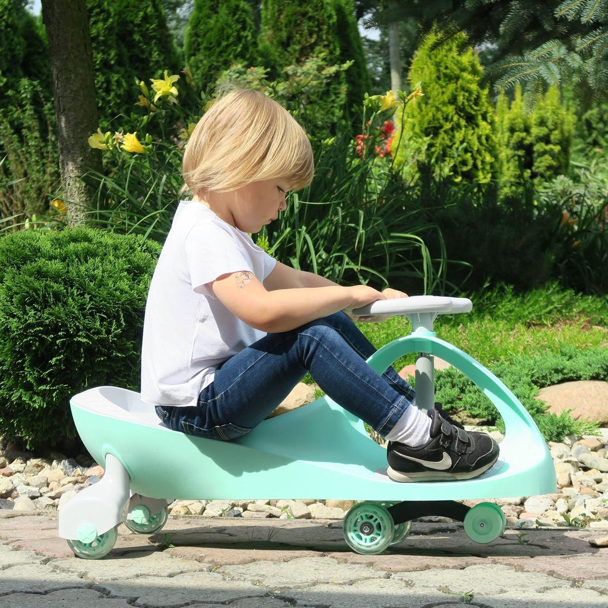 Voir la diapositive 2 : MAMABRUM Voiture Porteur Enfant Twistcar, Tourner le Guidon pour Avancer, Draisienne 120kg, Roues LED