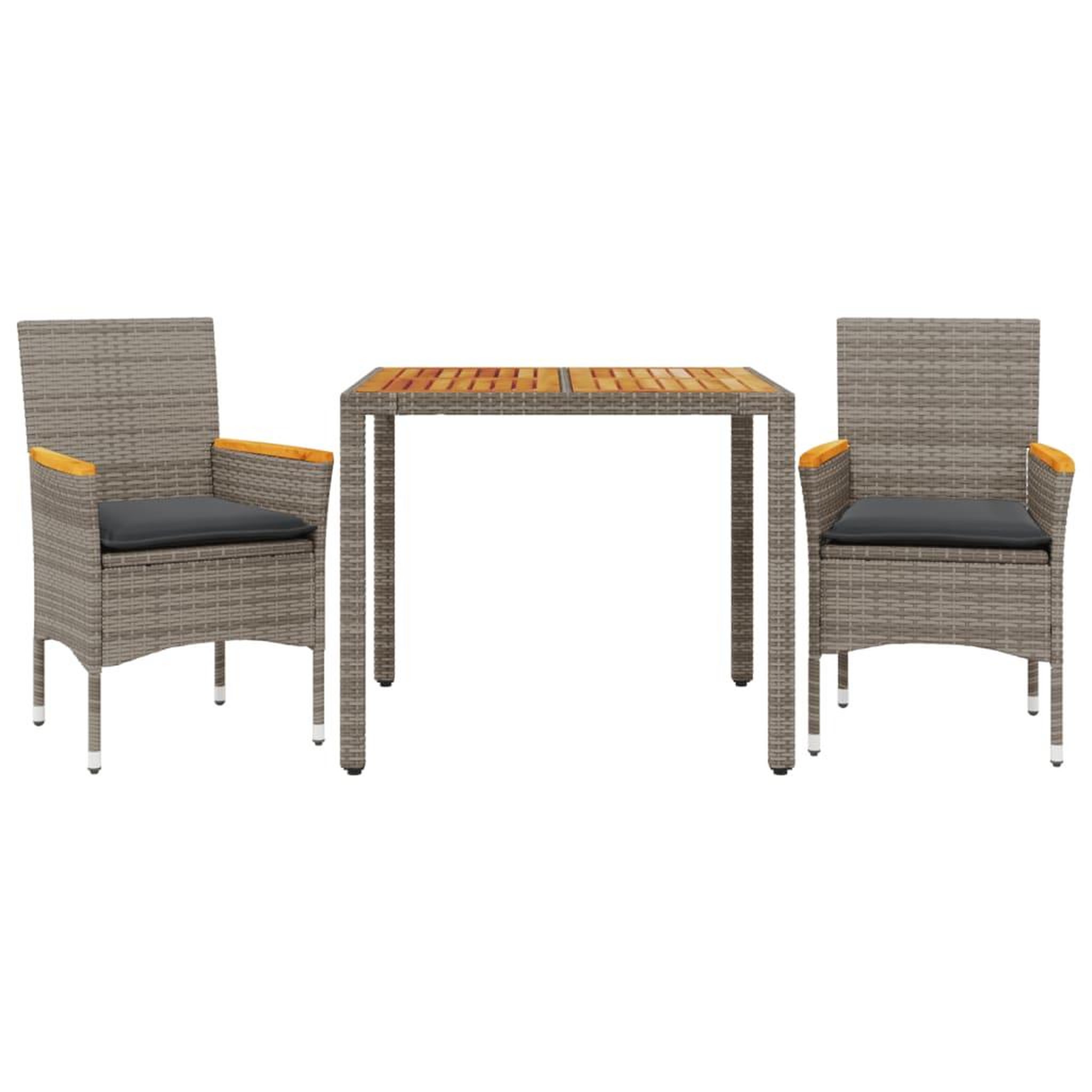 Voir la diapositive 2 : VIDAXL Ensemble a manger de jardin et coussins 3 pcs gris rotin acacia