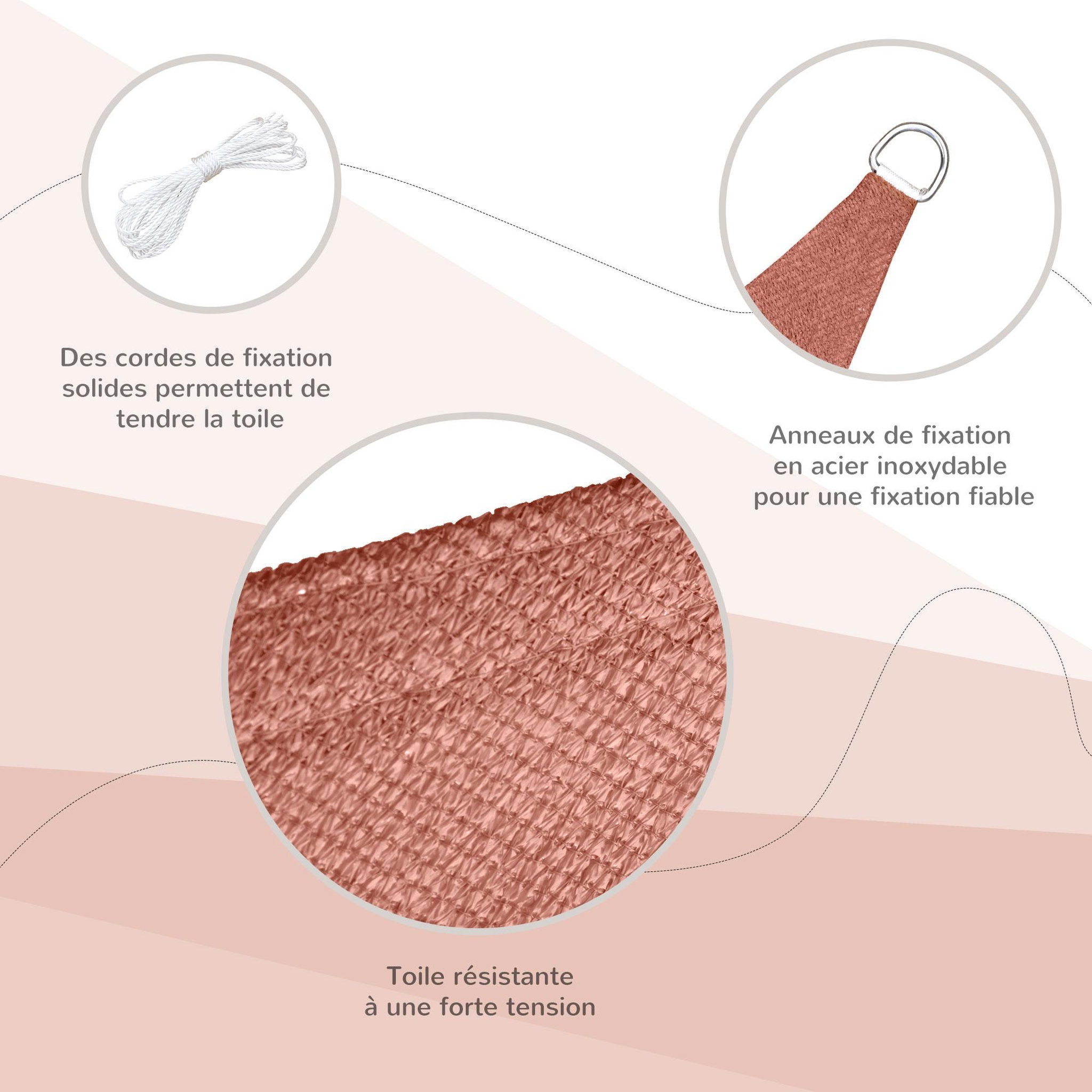 Voir la diapositive 6 : OUTSUNNY Voile d'ombrage triangulaire grande taille 4 x 4 x 4 m polyéthylène haute densité résistant aux UV rouille