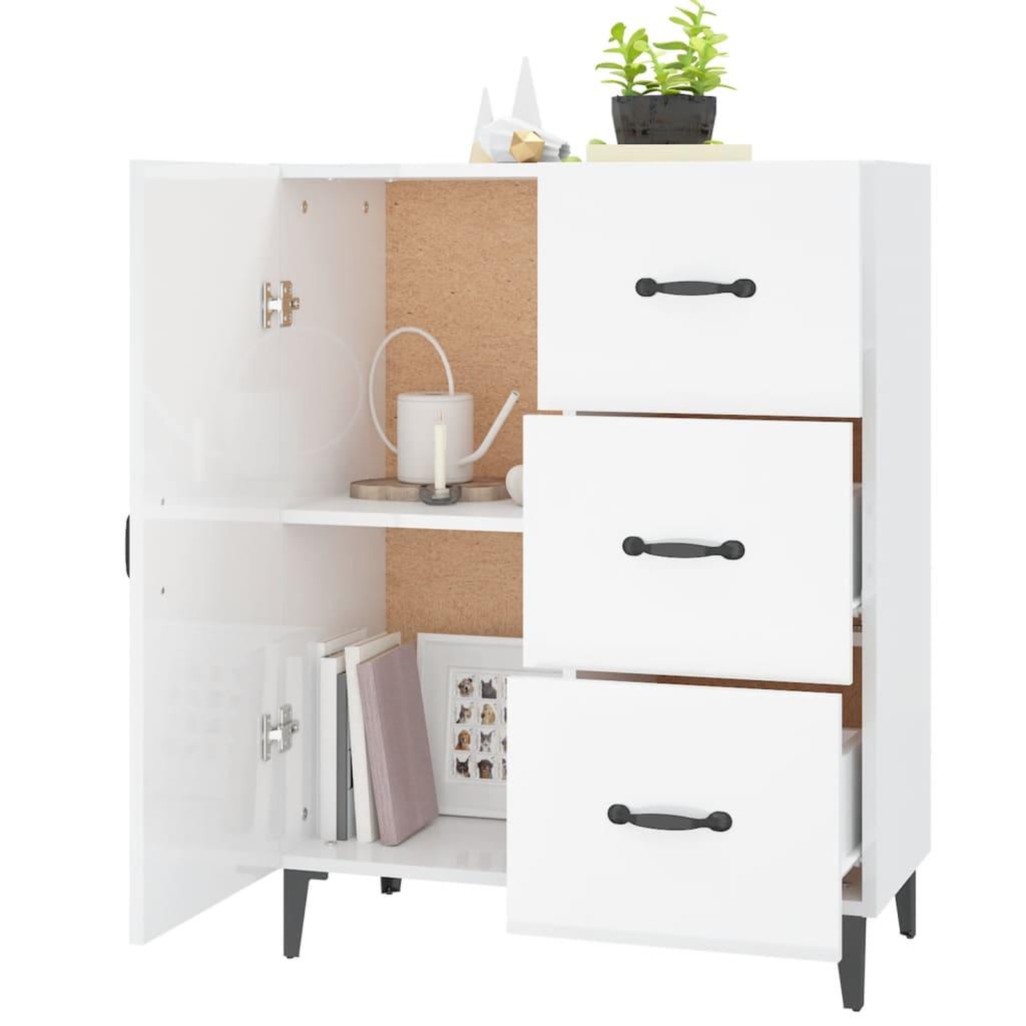 Voir la diapositive 4 : VIDAXL Buffet Blanc brillant 69,5x34x90 cm Bois d'ingenierie