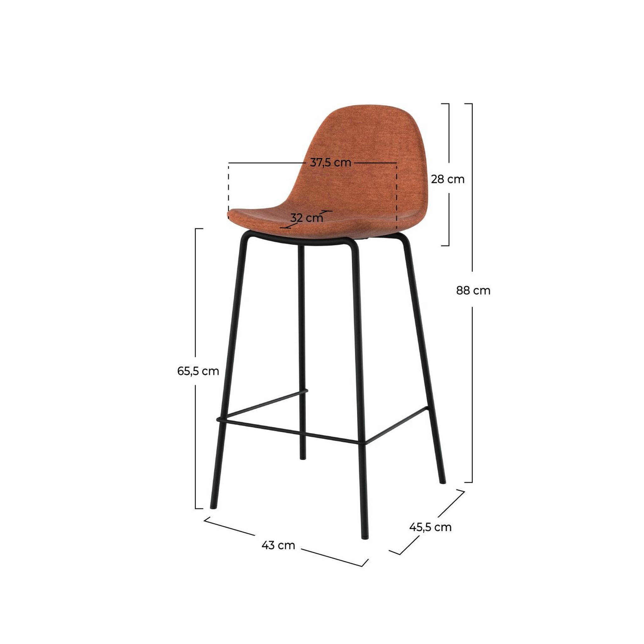 Voir la diapositive 4 : MAISON PAVANE Lot de 2 chaises pour îlot central en tissu terracotta 65,5 cm-henrik