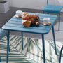 Voir la diapositive 3 : CONCEPT USINE Ensemble table + chaise en acier bleu 4 places BERGAME