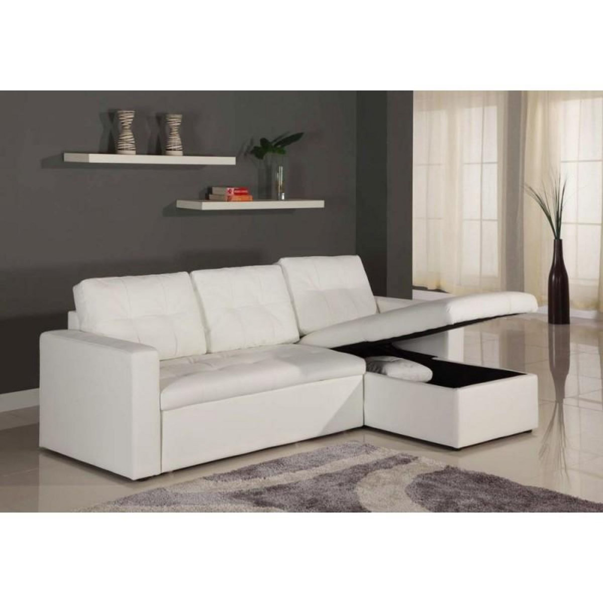 Paris Prix Canapé d'Angle Convertible  Corto  230cm Blanc