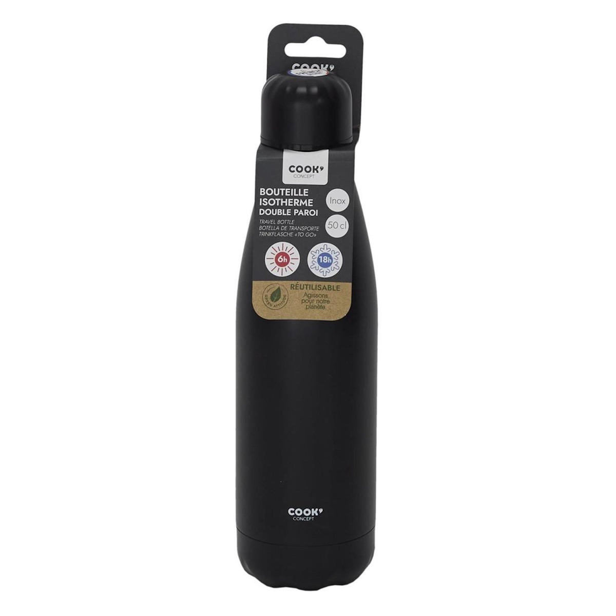 COOK CONCEPT Bouteille isotherme de transport noir 500 ml