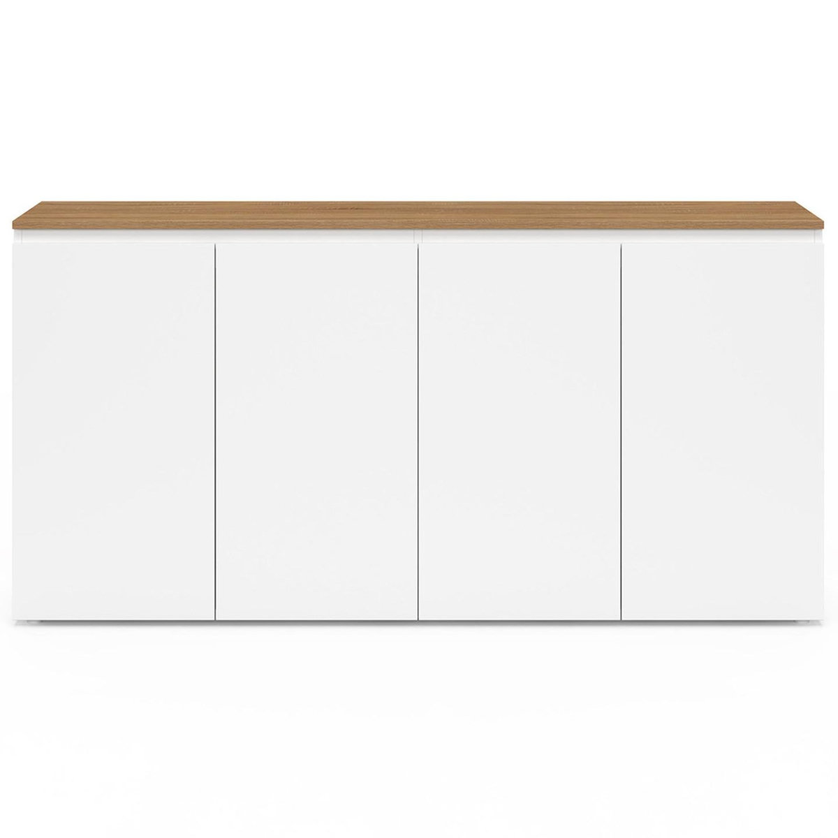ID MARKET Buffet 160 cm TOBY 4 portes blanc et plateau bois