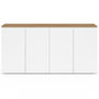 Voir la diapositive 3 : ID MARKET Buffet 160 cm TOBY 4 portes blanc et plateau bois