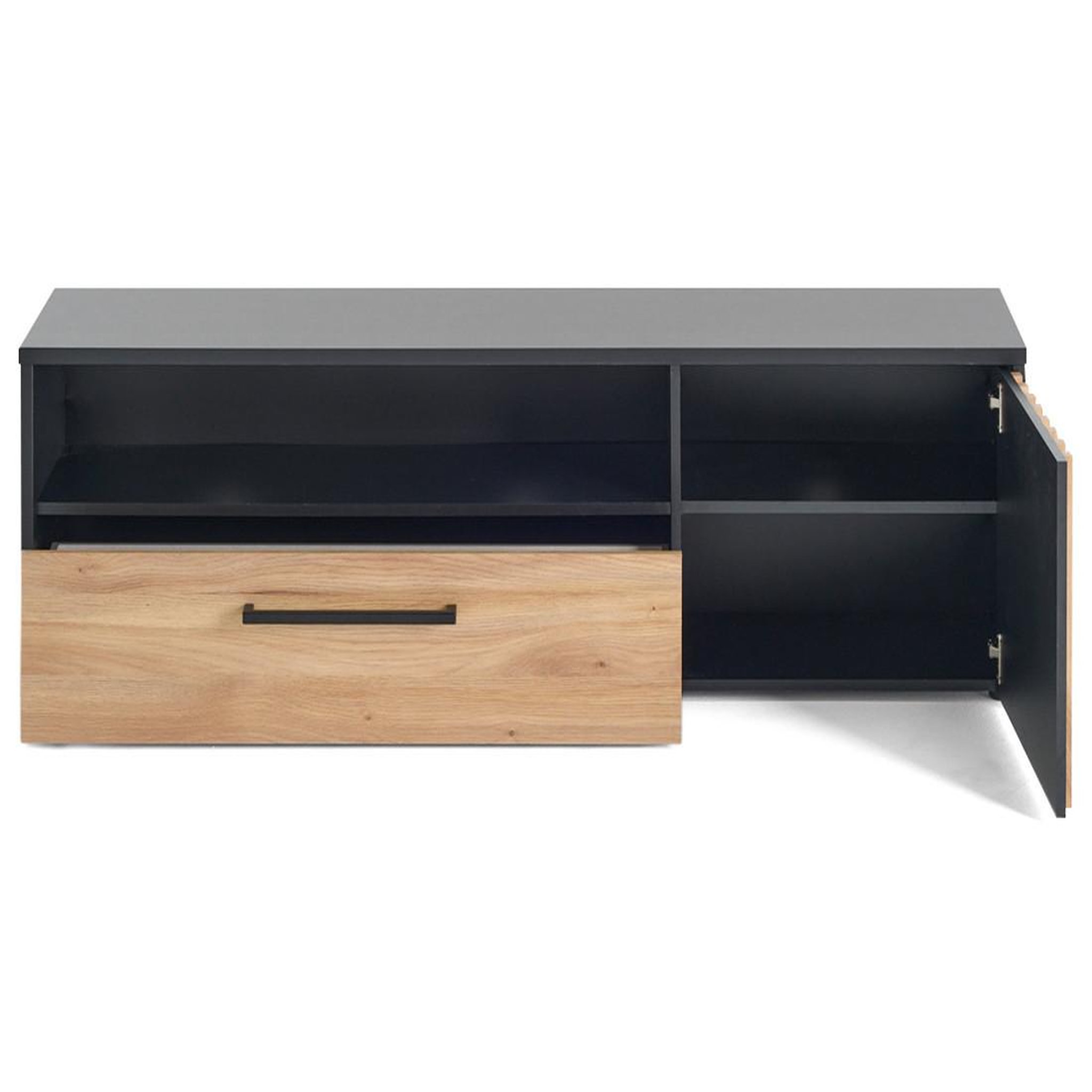 Voir la diapositive 4 : BEST MOBILIER Varna - meuble tv - bois et noir - 164 cm