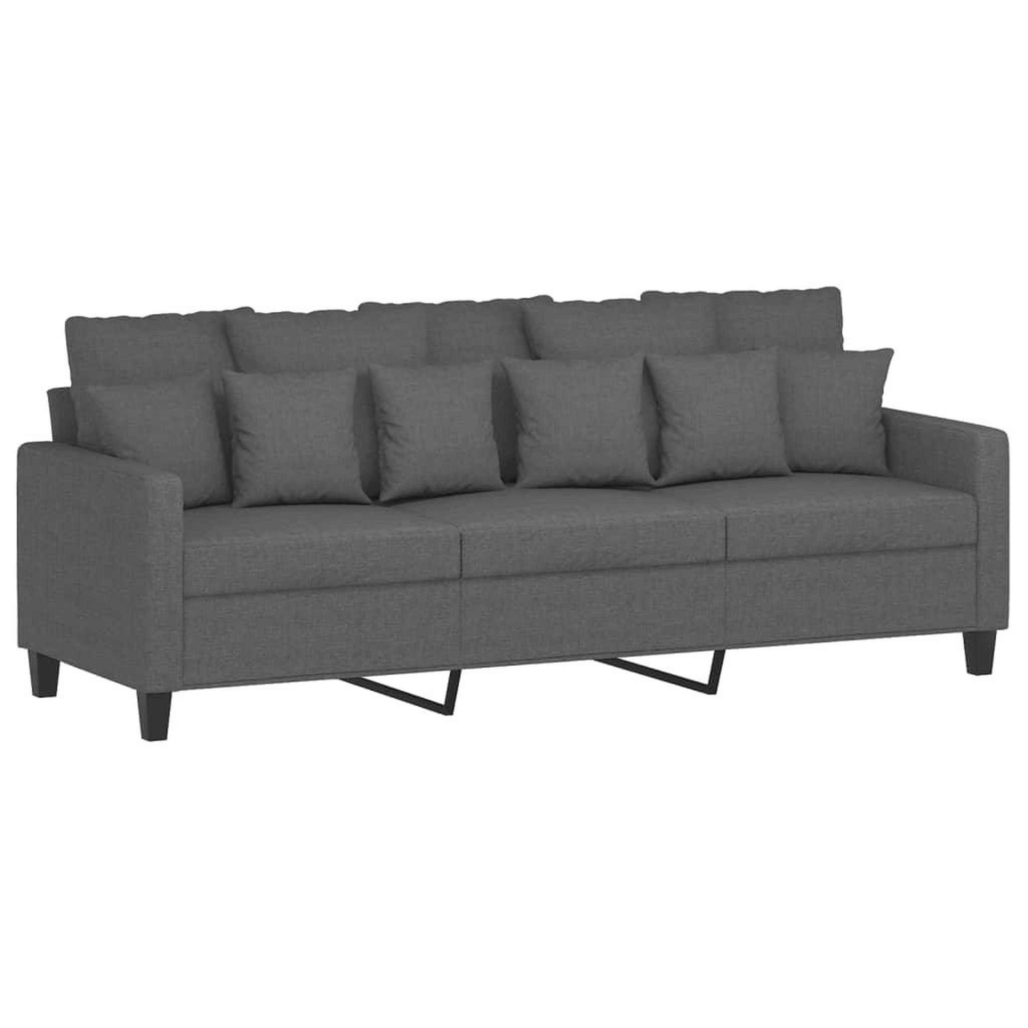 Voir la diapositive 2 : VIDAXL Canape a 3 places Gris fonce 180 cm Tissu