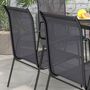 Voir la diapositive 5 : OUTSUNNY Ensemble de jardin 6 pers. 6 chaises empilables table plateau verre trempé 5 mm métal époxy textilène noir