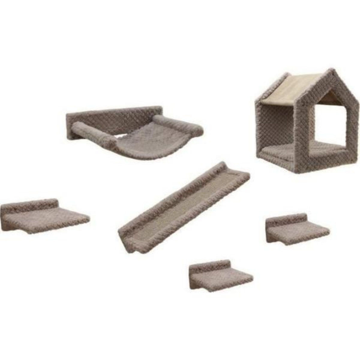 KERBL Mur d'escalade pour chats - KERBL - MONTE BALDO - 6 pieces - Gris - Niche vaste