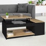 Voir la diapositive 2 : ID MARKET Table basse plateau relevable rectangulaire ELEA avec coffre bois noir et façon hêtre