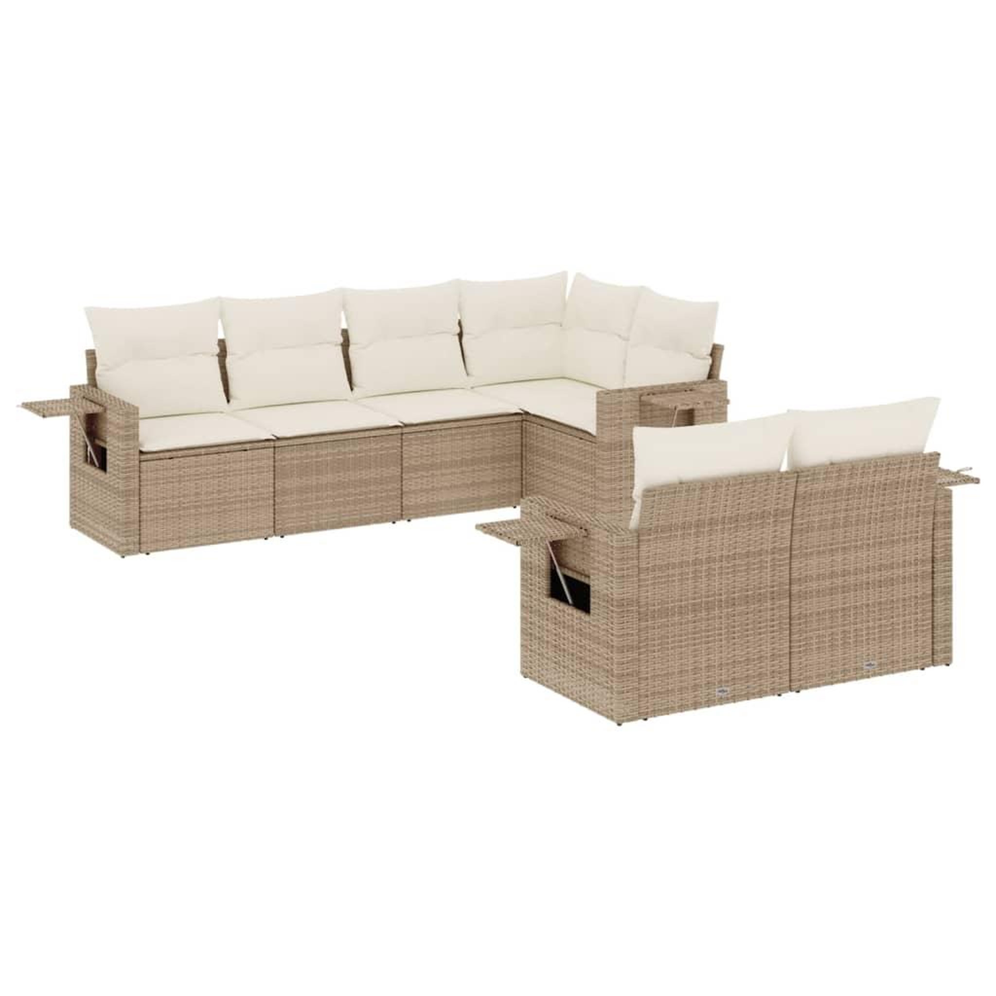 Voir la diapositive 2 : VIDAXL Salon de jardin avec coussins 7 pcs beige resine tressee