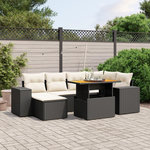 VIDAXL Salon de jardin 7 pcs avec coussins noir resine tressee