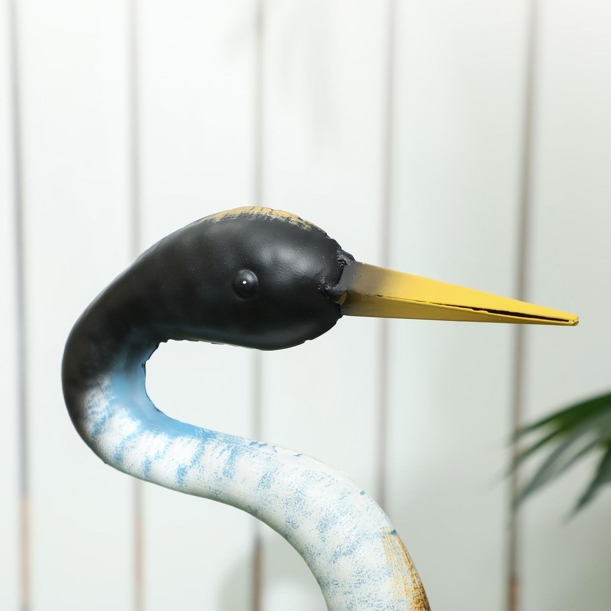 OUTSUNNY Statue de jardin héron H. 63 cm - décoration de jardin - métal bleu doré