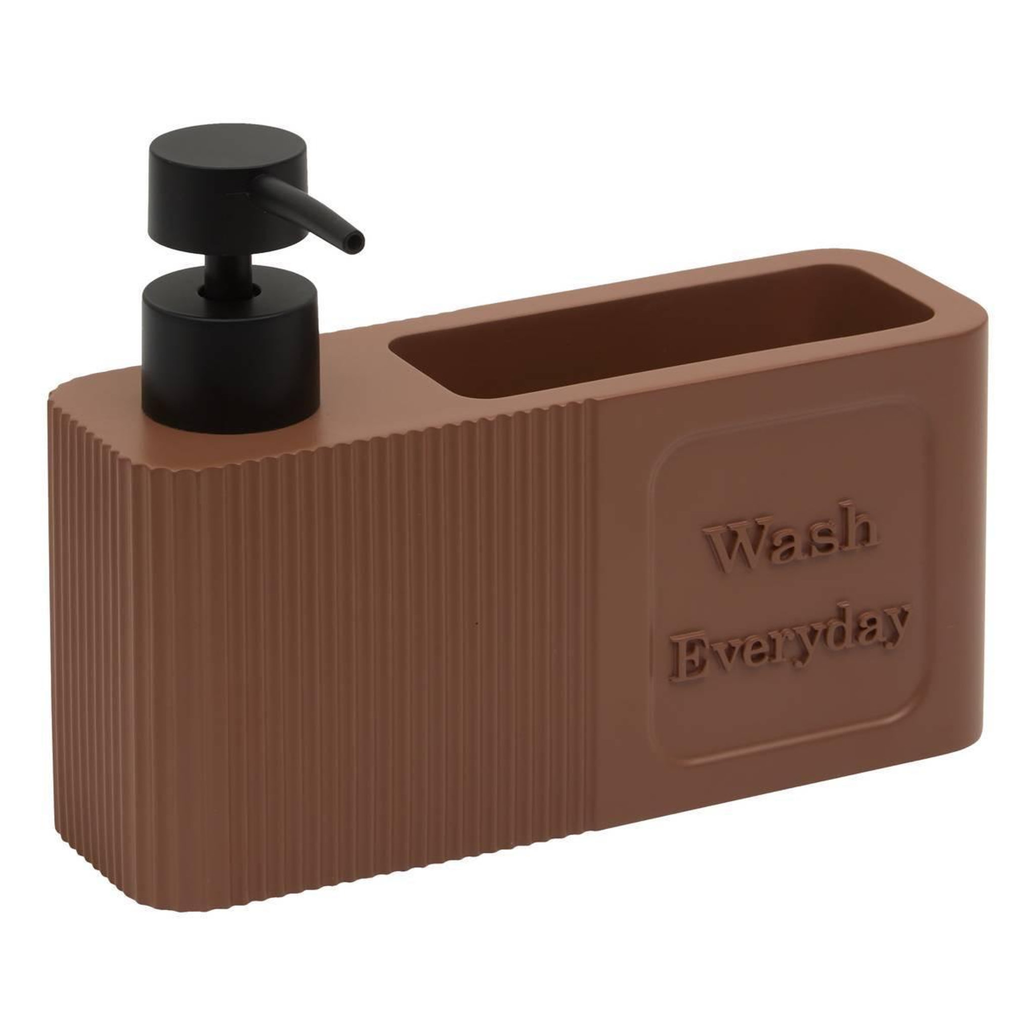 Voir la diapositive 2 : FIVE Distributeur de Savon Avec Éponge  Terra  19cm Marron
