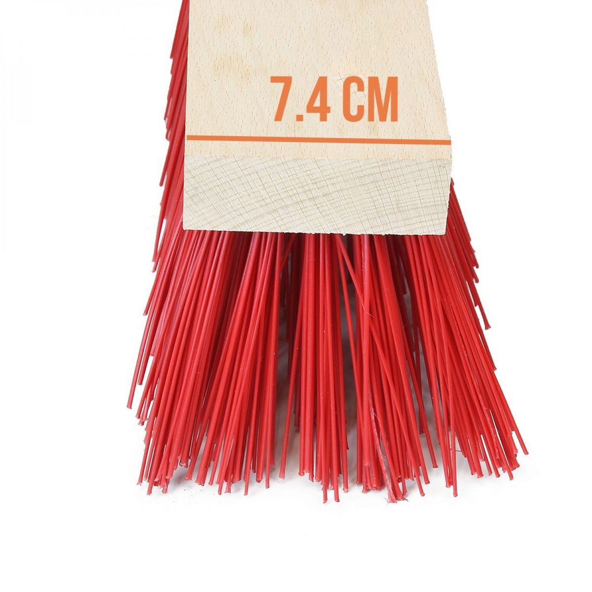 LINXOR Balai cantonnier en bois - 32 cm - Rouge