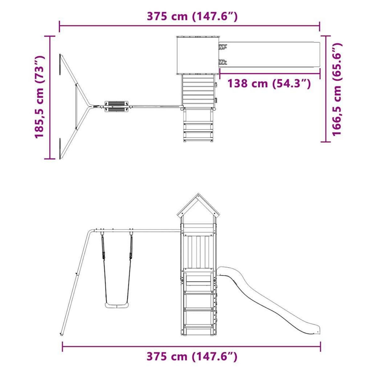 VIDAXL Aire de jeux d'exterieur bois de pin impregne