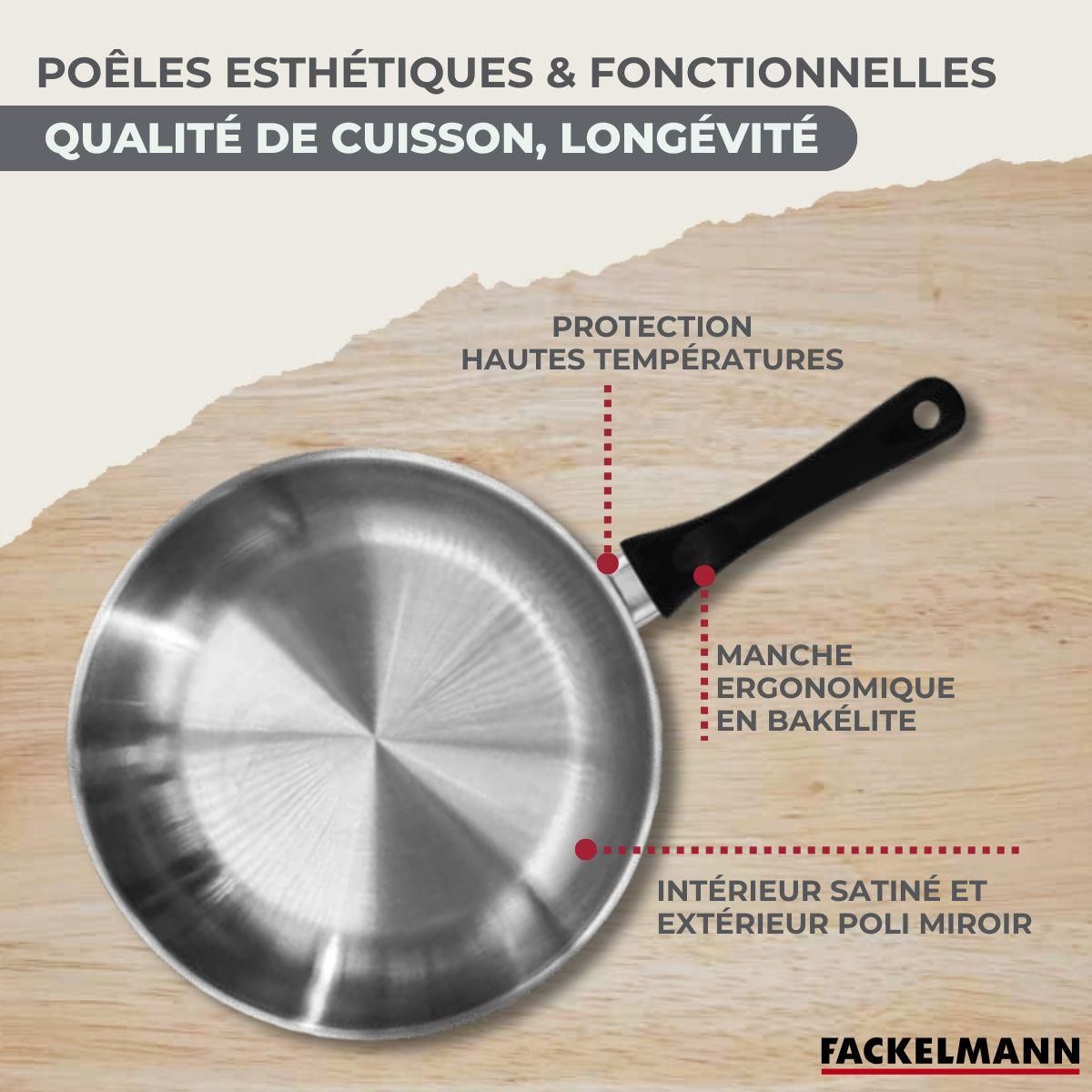 Fackelmann Set 3 poêles 20 24 et 28 cm, 3 casseroles en inox et 6 ustensiles inox Fackelmann Geneva