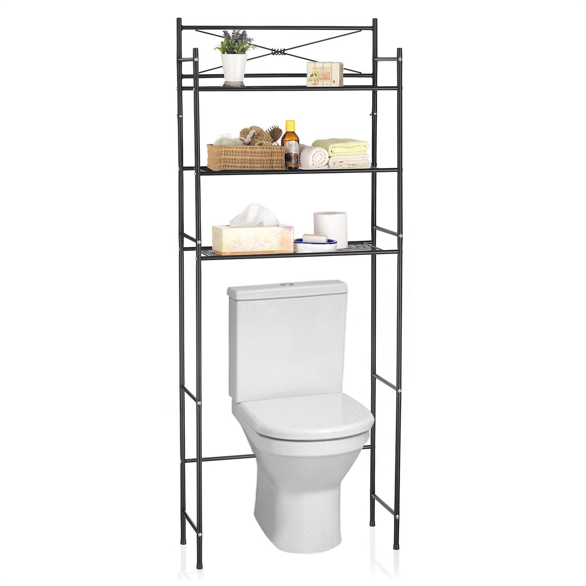 Voir la diapositive 1 : IDIMEX Etagère de salle de bain marsa, rangement pour wc/lave-linge, en métal