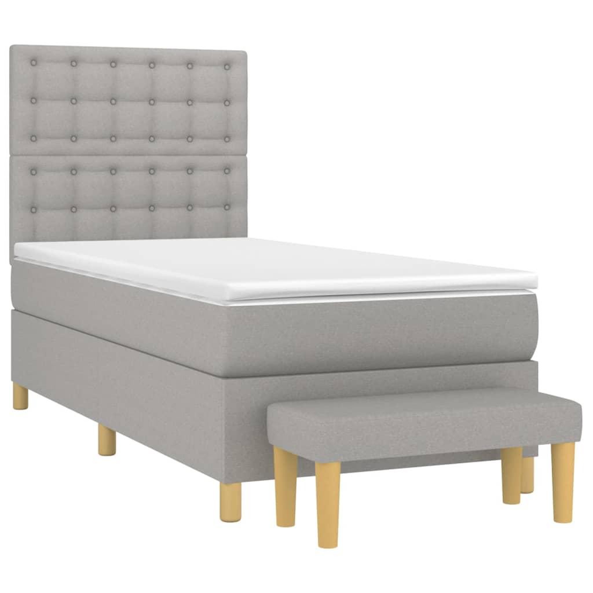 Voir la diapositive 3 : VIDAXL Sommier a lattes de lit avec matelas Gris clair 80x200 cm Tissu