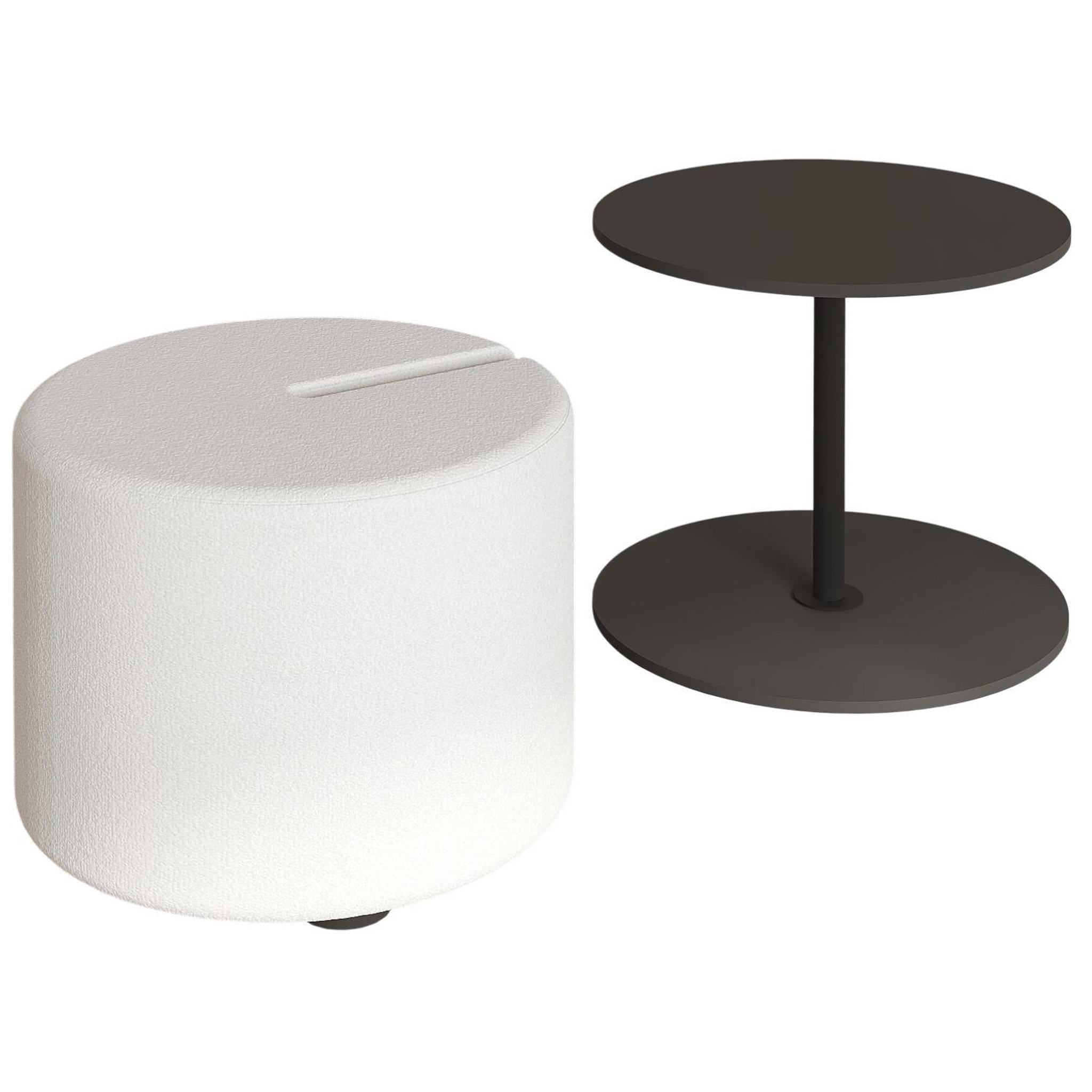 Habitat et Jardin Table d'appoint avec pouf en bois  vexana  - 43 x 43 x 47 cm - gris anthracite