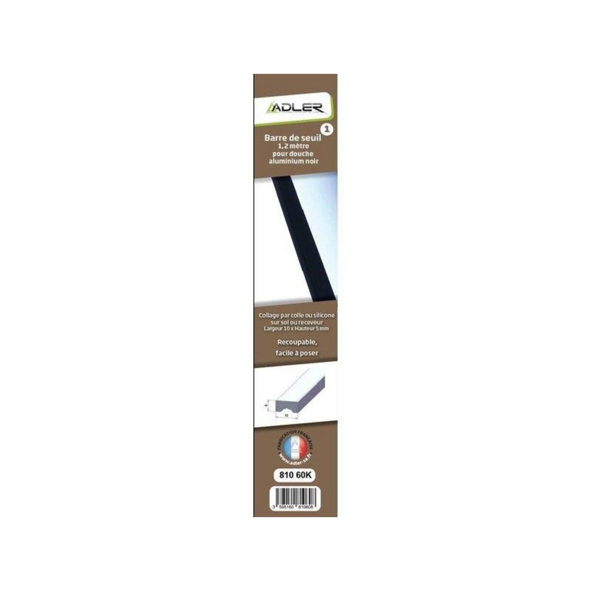 CENTRALE BRICO Barre de seuil pour porte de douche noir mat 120 cm