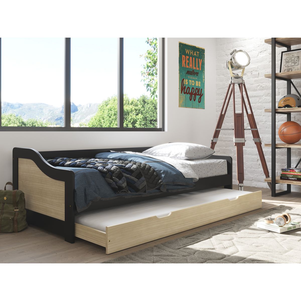 Lit banquette gigogne 2 couchages 90x200cm ANDREA