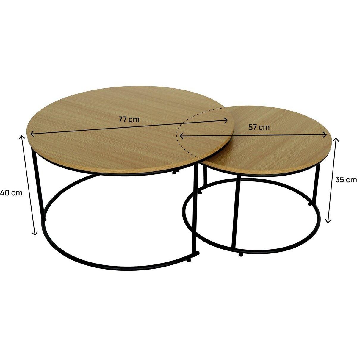 Habitat et Jardin Lot de 2 tables basses gigognes  Wen  - Marron