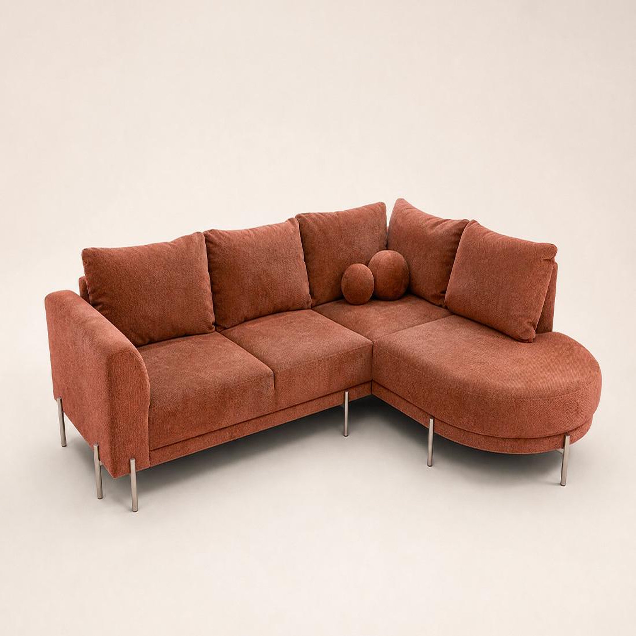 Voir la diapositive 3 : BEST MOBILIER Gabin - canapé d'angle droit 5 places en velours texturé