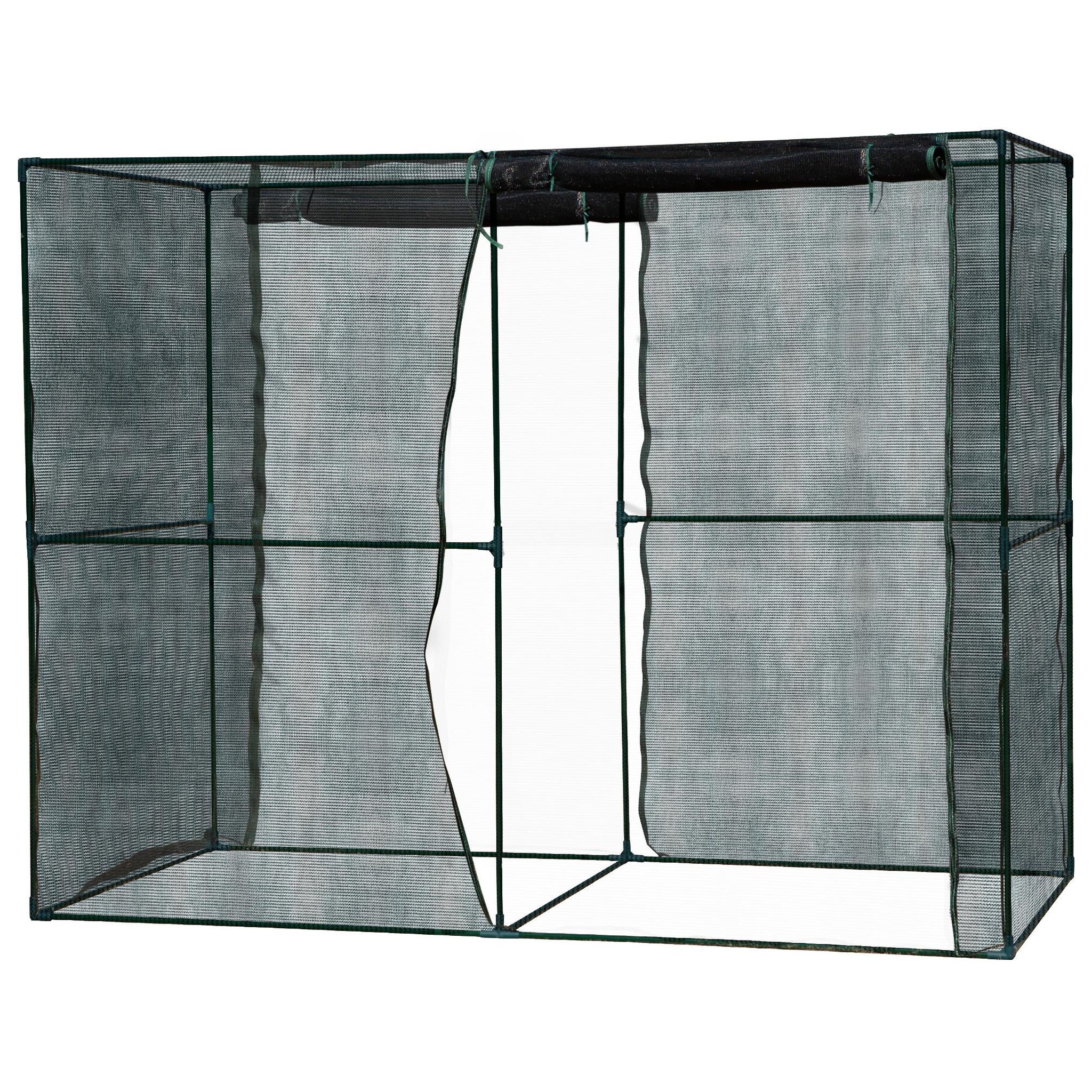 Voir la diapositive 4 : OUTSUNNY Serre de jardin serre à tomates filet protection solaire anti-UV ombrage 50-60 % 2 portes zippées enroulables acier HDPE vert foncé