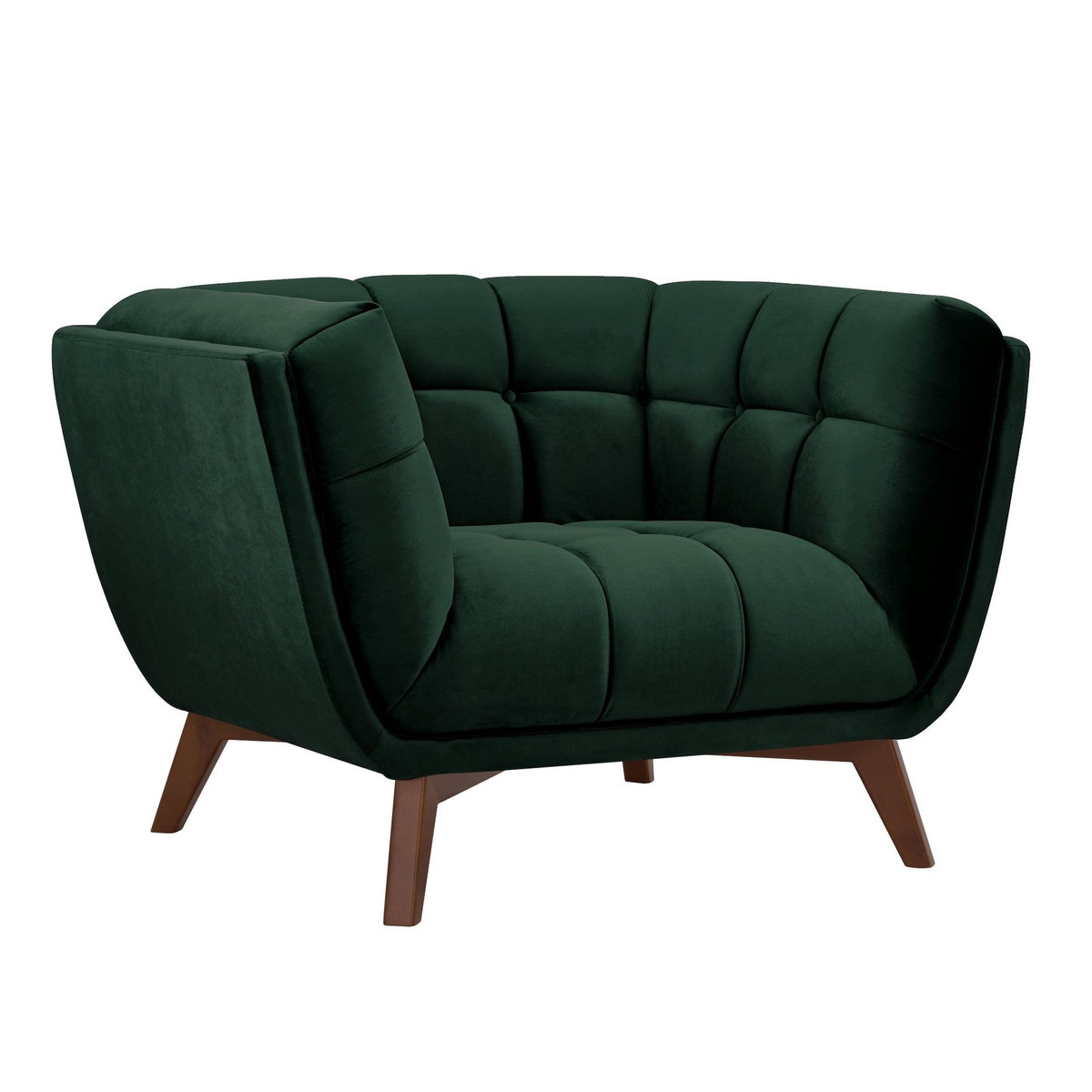 Rendez vous déco Fauteuil en velours vert foncé-Mona