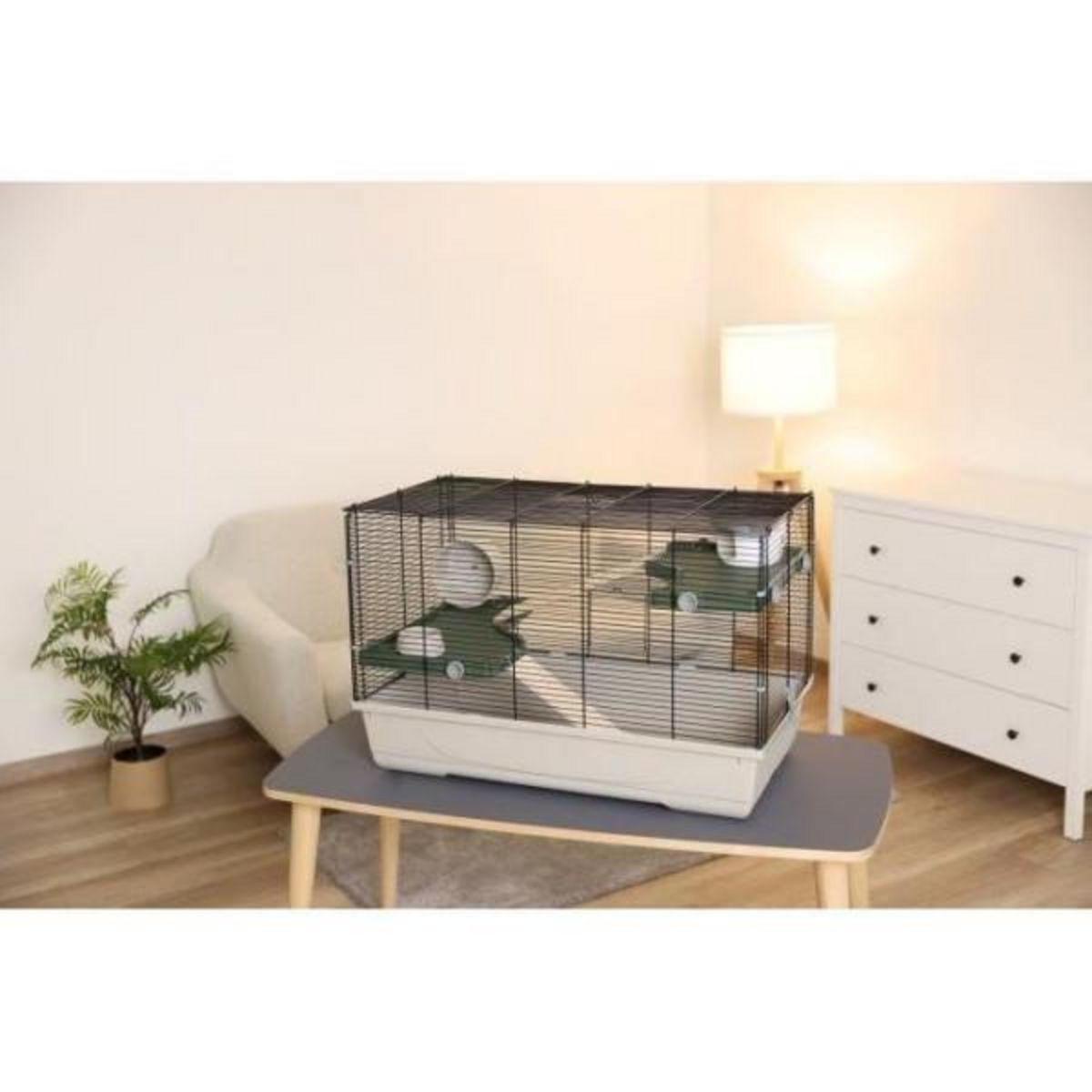 KERBL Cage 3 étages pour petits rongeurs 80*45*53 cm - FLAT NATURE - KERBL