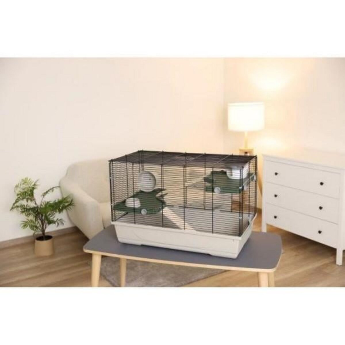 KERBL Cage 3 étages pour petits rongeurs 80*45*53 cm - FLAT NATURE - KERBL