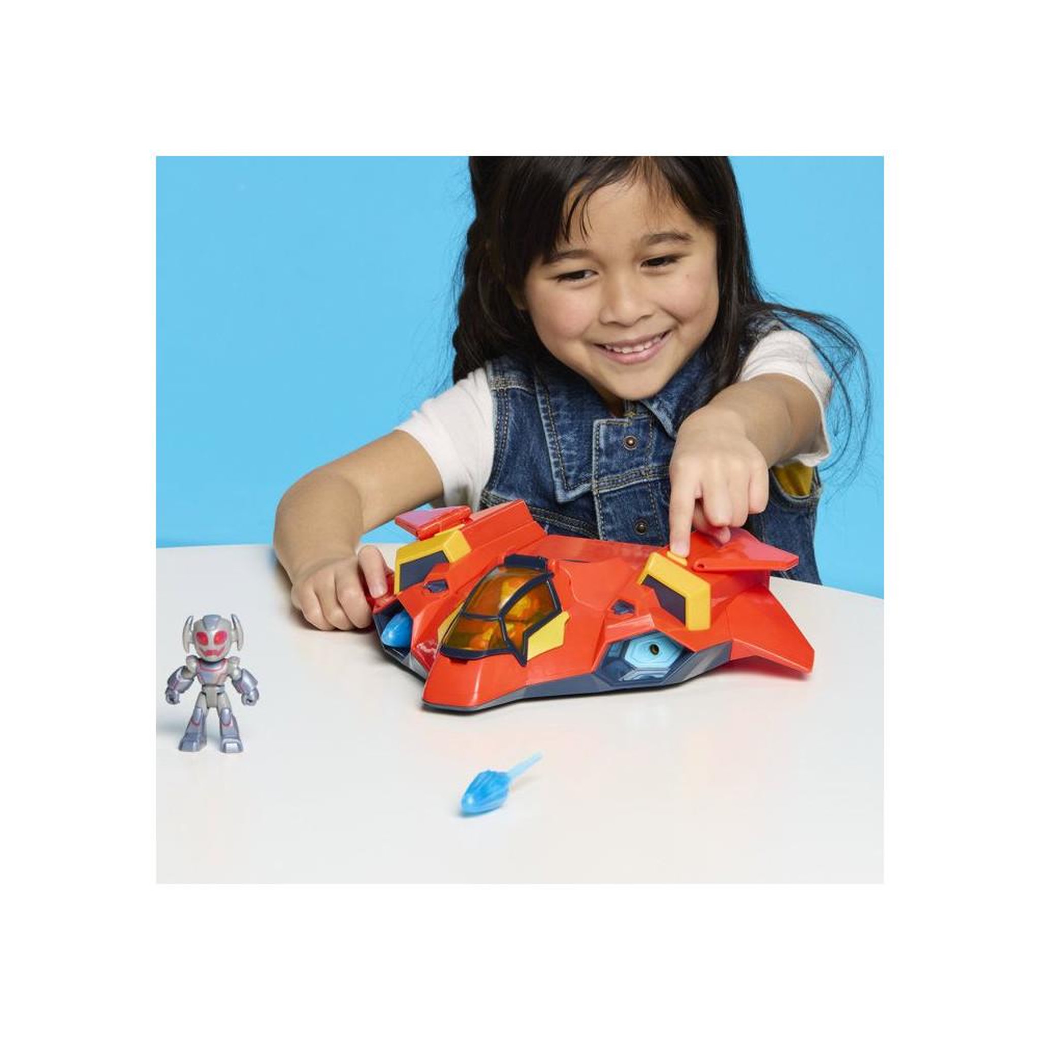 Voir la diapositive 6 : HASBRO Set véhicule jet armure géante iron man avec figurines 7,6 cm et accessoires, mech et avion, avec 2 figurines articulées