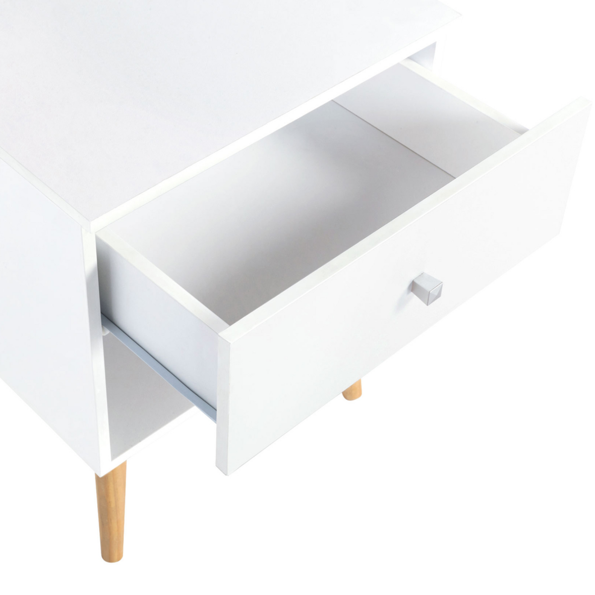 ID MARKET Lot de 2 tables de chevet EMMIE scandinaves 1 tiroir avec niche blanc