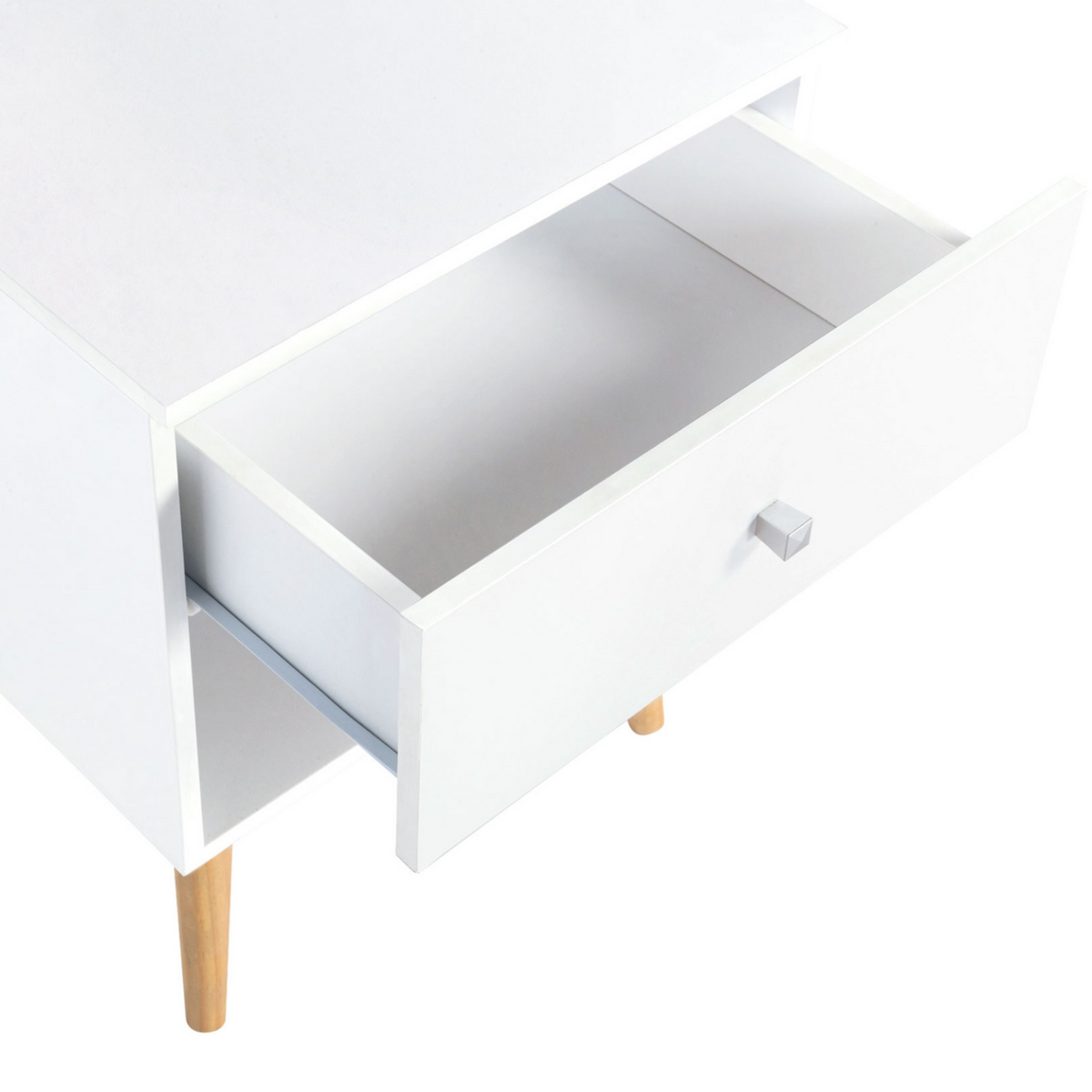 ID MARKET Lot de 2 tables de chevet EMMIE scandinaves 1 tiroir avec niche blanc