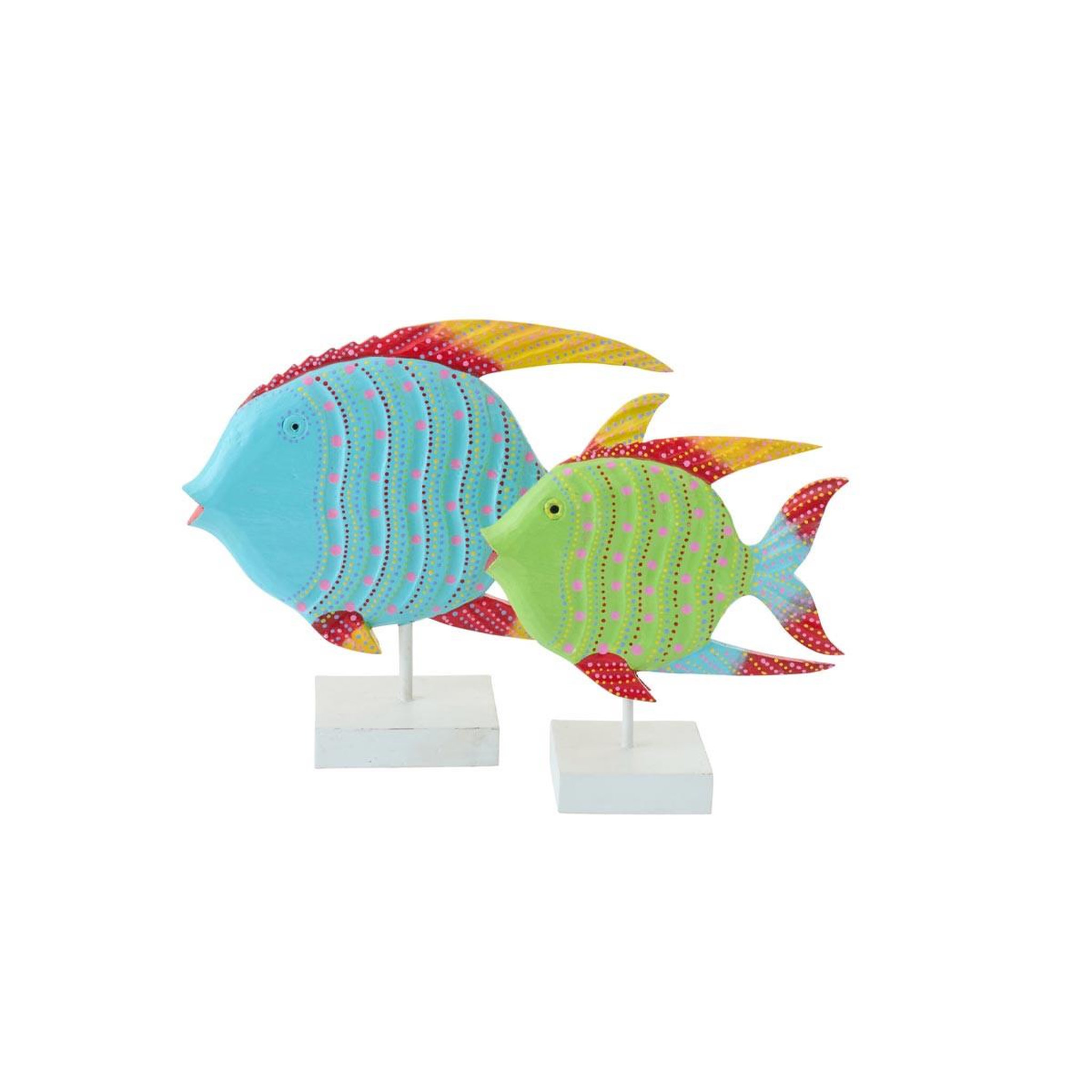 Voir la diapositive 2 : J-LINE Statuette déco poisson en bois  omi  28cm multicolore